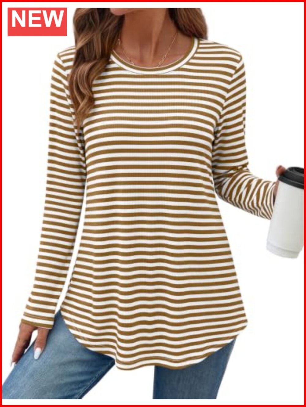 Womens Long Sleeve Crew Neck Tunic Top Curved Hem Leggings